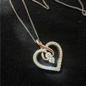 EVER US 14K Two-Tone Gold 1/4ct Open Heart Infinity Diamond Necklace $849 KAY